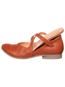 Think! Ballerinas^Leder-Spangenballerinas in Cognac