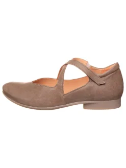 Think! Ballerinas^Leder-Spangenballerinas in Hellbraun