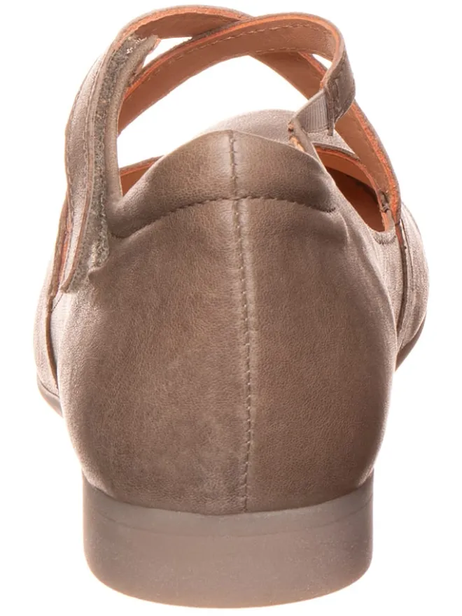 Think! Ballerinas^Leder-Spangenballerinas in Hellbraun