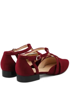 LaShoe Ballerinas^Leder-Spangenballerinas in Dunkelrot