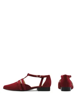 LaShoe Ballerinas^Leder-Spangenballerinas in Dunkelrot