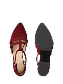 LaShoe Ballerinas^Leder-Spangenballerinas in Dunkelrot