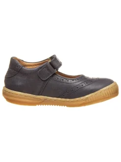 POM POM Ballerinas^Leder-Spangenballerinas in Dunkelblau