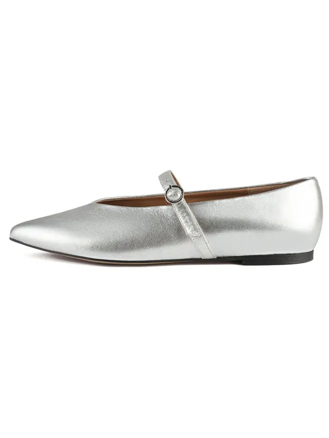 loft37 Ballerinas^Leder-Spangenballerinas in Silber