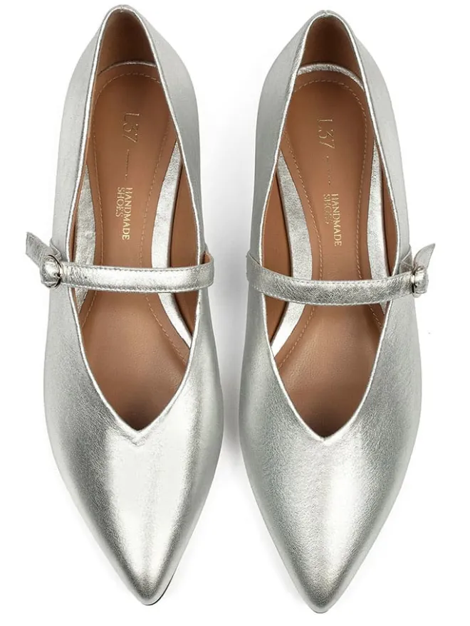 loft37 Ballerinas^Leder-Spangenballerinas in Silber