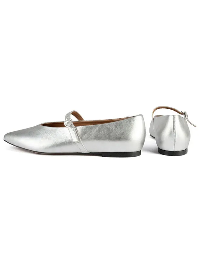 loft37 Ballerinas^Leder-Spangenballerinas in Silber