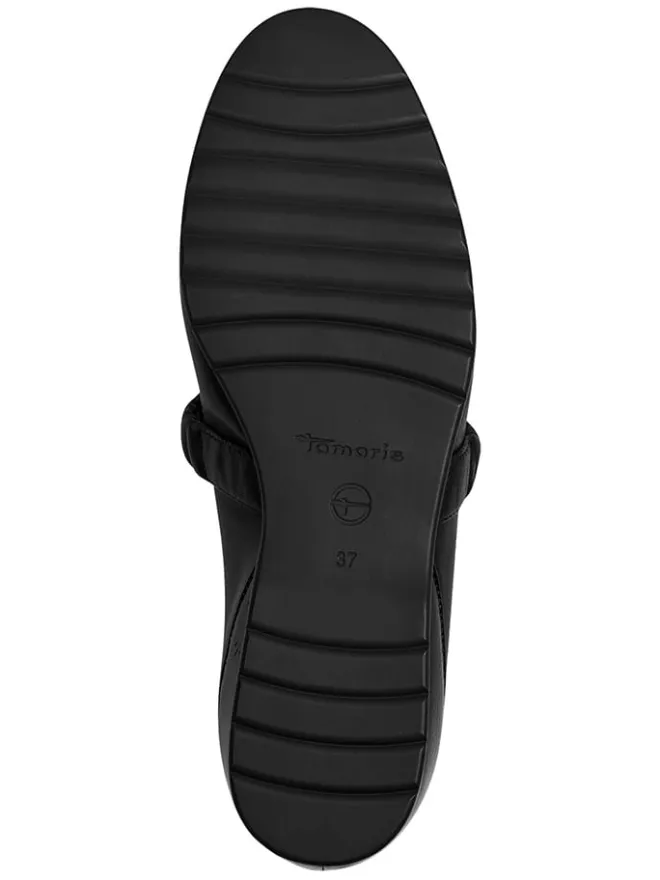 Leder-Spangenballerinas in Schwarz>Tamaris Outlet