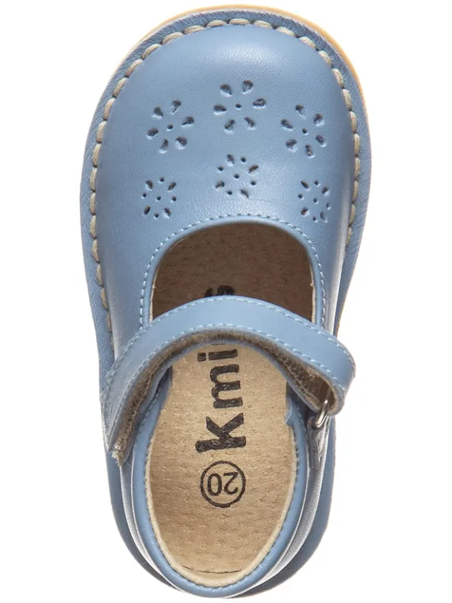 Leder-Spangenballerinas in Hellblau>kmins New