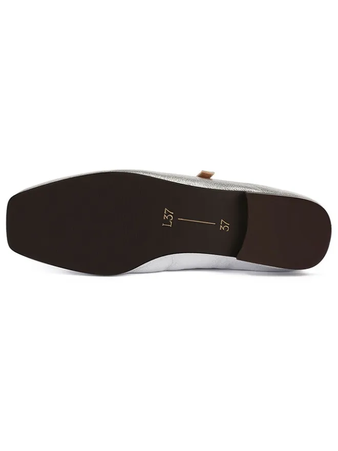 Leder-Spangenballerinas in Silber>loft37 Clearance