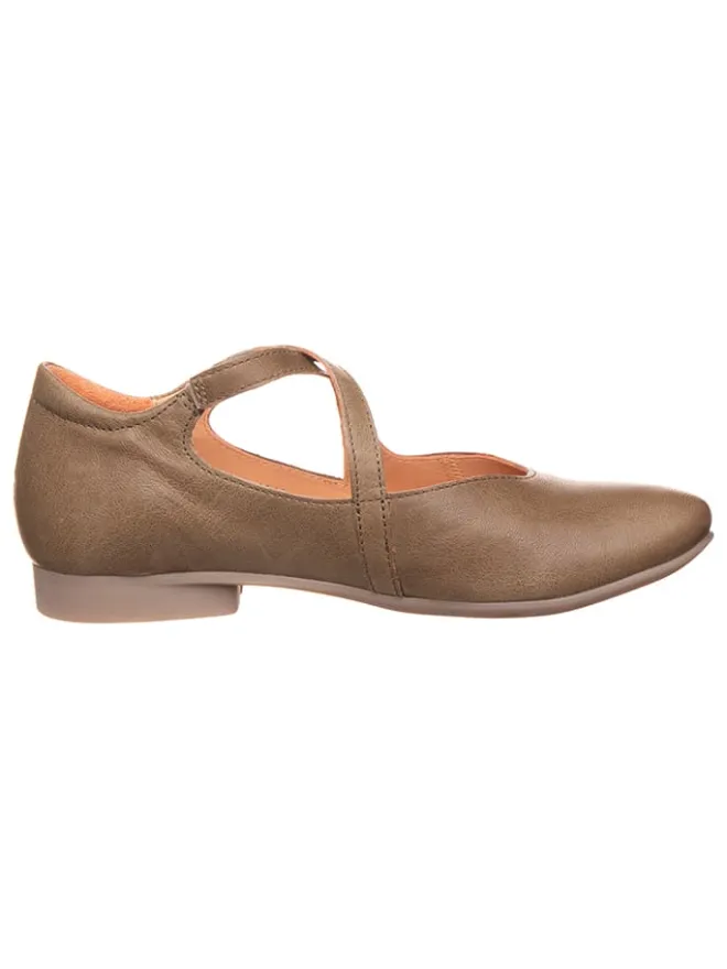 Leder-Spangenballerinas in Taupe>Think! Outlet