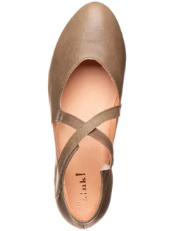Leder-Spangenballerinas in Taupe><noscript><img width=
