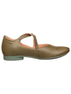 Leder-Spangenballerinas in Khaki>Think! Best