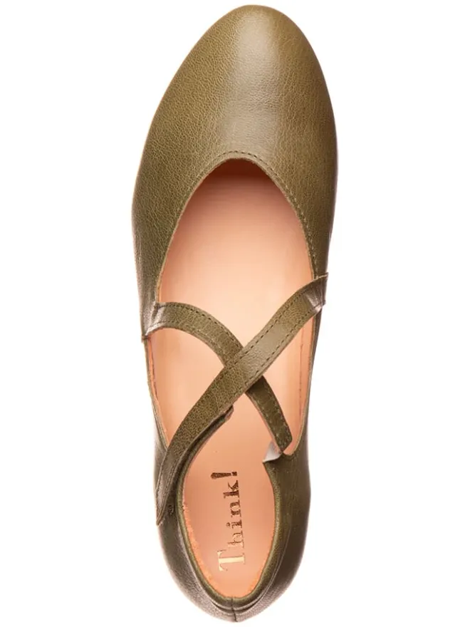 Leder-Spangenballerinas in Khaki>Think! Best