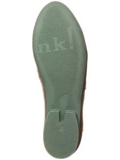 Leder-Spangenballerinas in Khaki><noscript><img width=