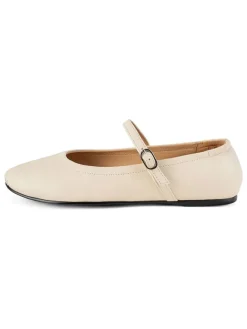 Leder-Spangenballerinas in Beige>loft37 Outlet