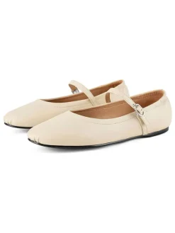 Leder-Spangenballerinas in Beige>loft37 Outlet