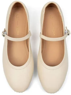 Leder-Spangenballerinas in Beige><noscript><img width=