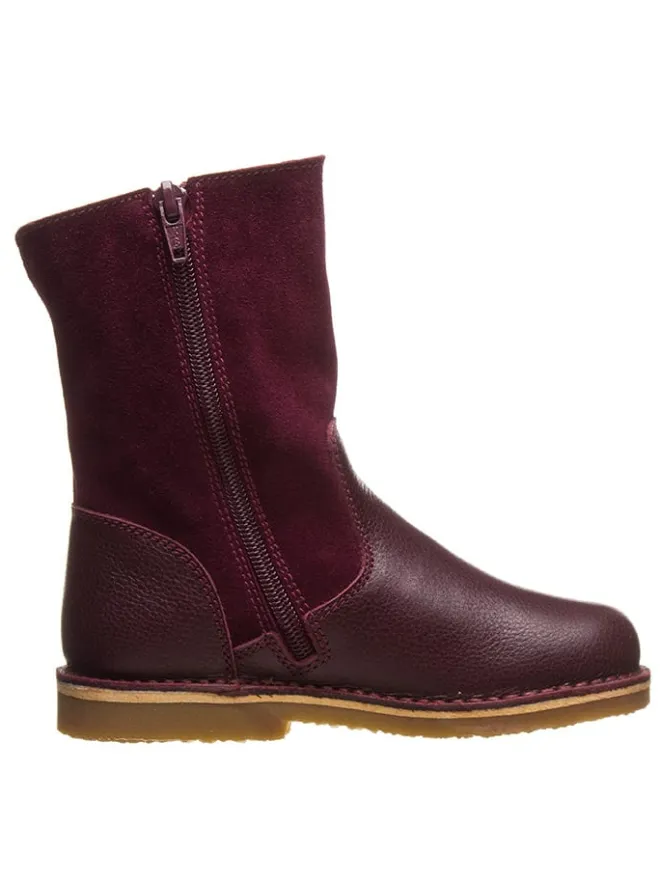 Leder-Stiefel in Bordeaux>kmins Sale
