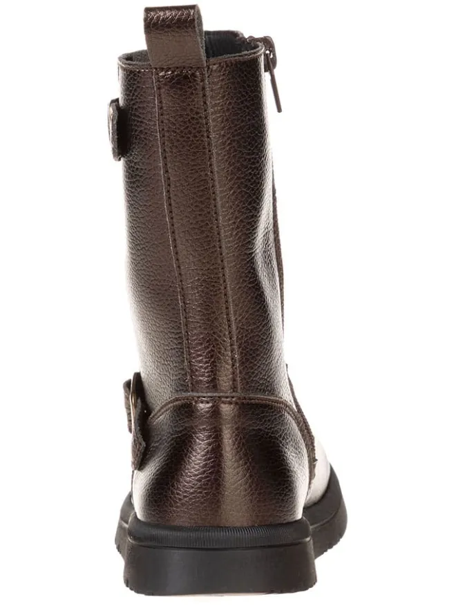 Leder-Stiefel in Braun>lamino Discount