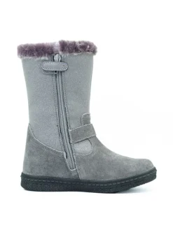 Leder-Stiefel in Grau><noscript><img width=