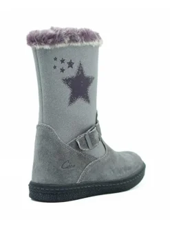 Leder-Stiefel in Grau><noscript><img width=
