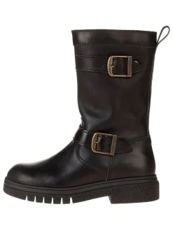 Leder-Stiefel in Schwarz>lamino Hot