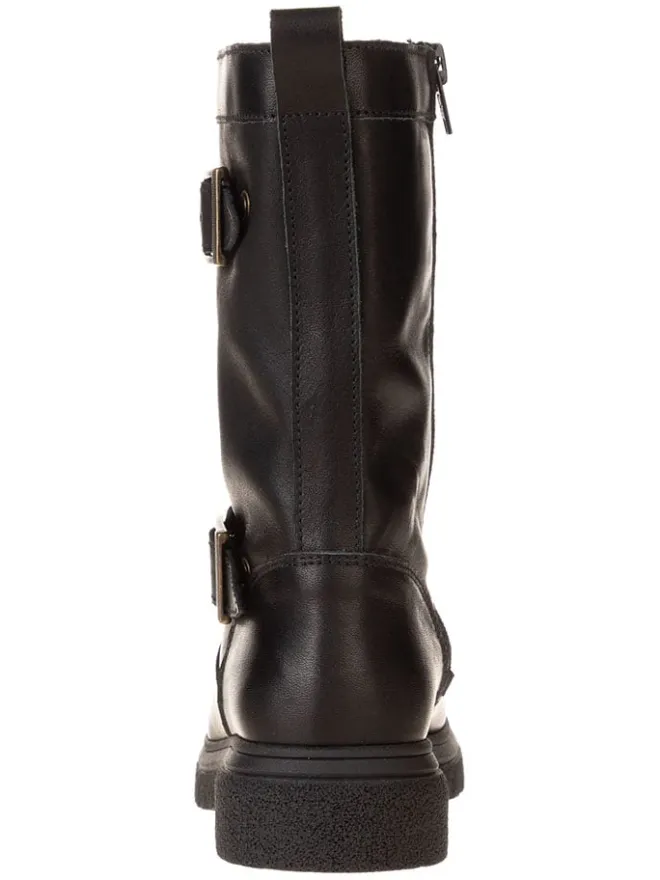 Leder-Stiefel in Schwarz>lamino Hot