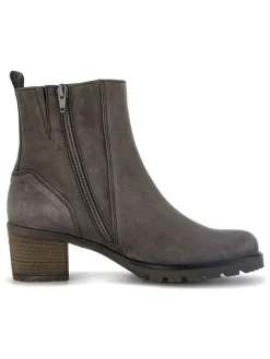 Leder-Stiefeletten in Anthrazit><noscript><img width=