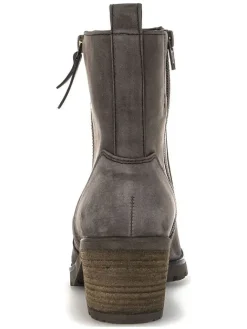 Leder-Stiefeletten in Anthrazit><noscript><img width=