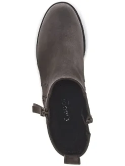 Leder-Stiefeletten in Anthrazit><noscript><img width=