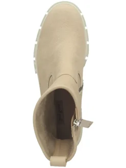 Leder-Stiefeletten in Beige><noscript><img width=