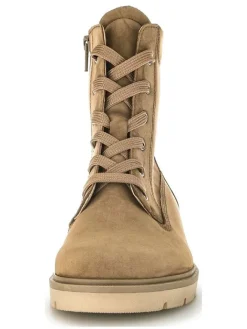 Leder-Stiefeletten in Beige><noscript><img width=