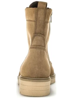 Leder-Stiefeletten in Beige><noscript><img width=