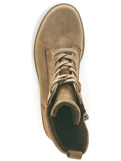Leder-Stiefeletten in Beige><noscript><img width=