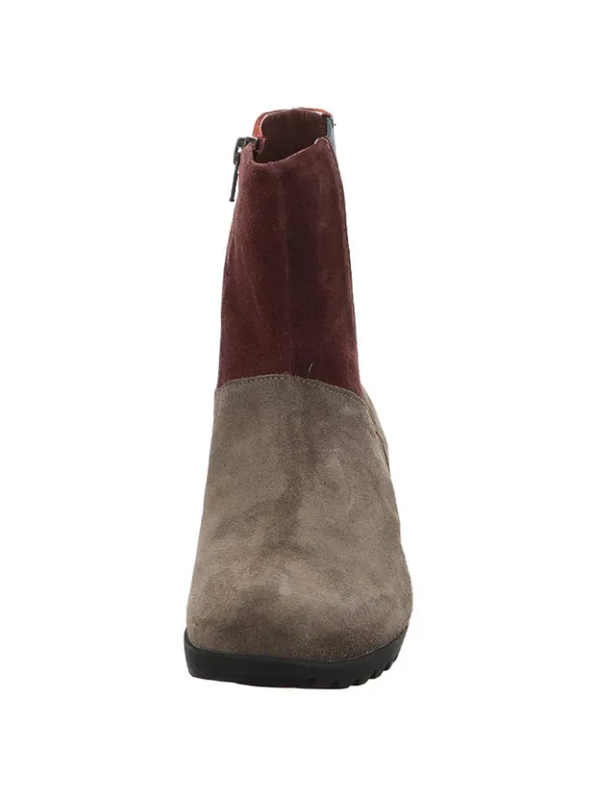 Leder-Stiefeletten in Braun/ Rot>Think! New