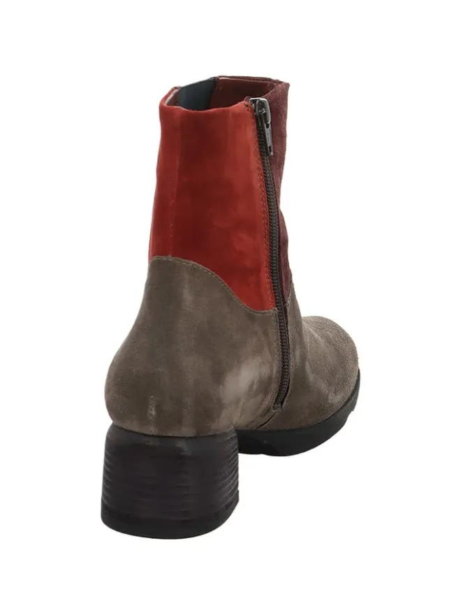 Leder-Stiefeletten in Braun/ Rot>Think! New