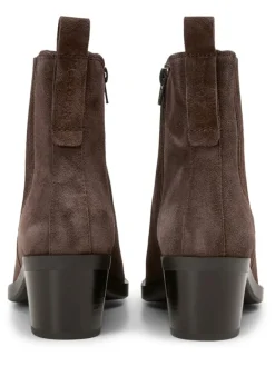 Leder-Stiefeletten in Braun><noscript><img width=