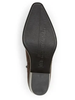 Leder-Stiefeletten in Braun><noscript><img width=