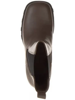 Leder-Stiefeletten in Hellbraun><noscript><img width=