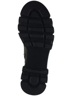 Leder-Stiefeletten in Khaki><noscript><img width=
