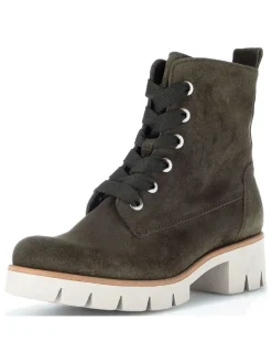 Leder-Stiefeletten in Khaki>Gabor Online