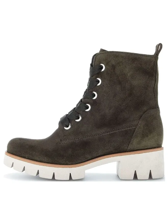 Leder-Stiefeletten in Khaki>Gabor Online