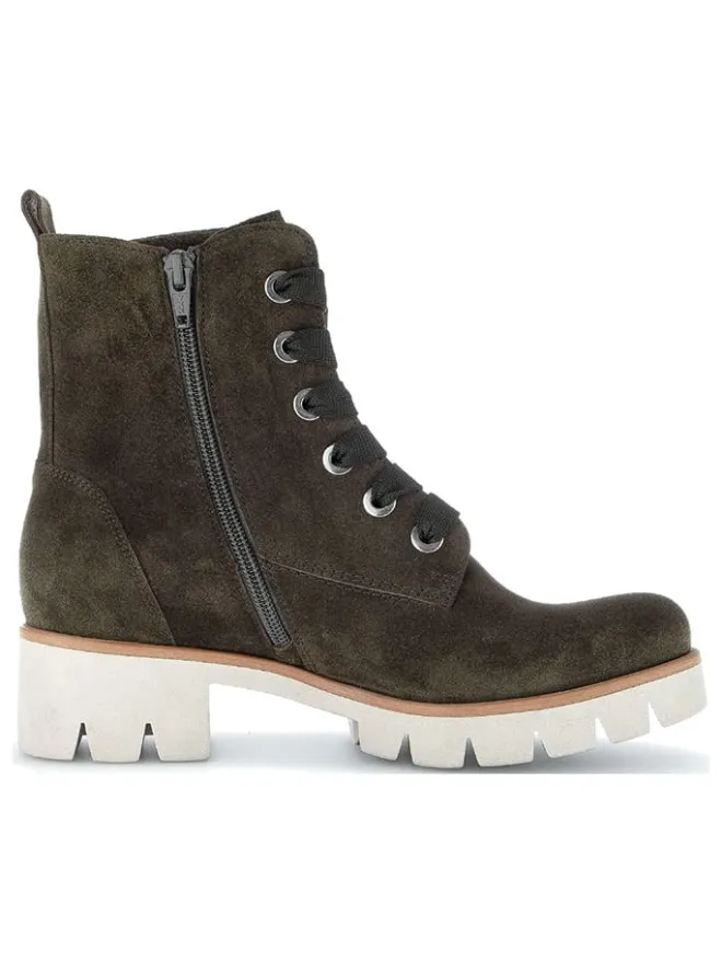 Leder-Stiefeletten in Khaki>Gabor Online