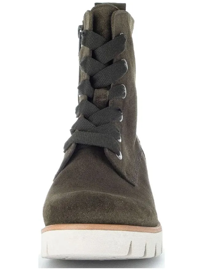 Leder-Stiefeletten in Khaki>Gabor Online