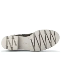 Leder-Stiefeletten in Khaki><noscript><img width=
