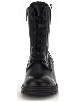 Leder-Stiefeletten in Schwarz><noscript><img width=