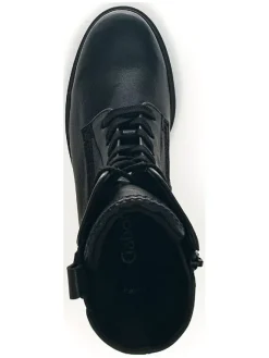 Leder-Stiefeletten in Schwarz><noscript><img width=
