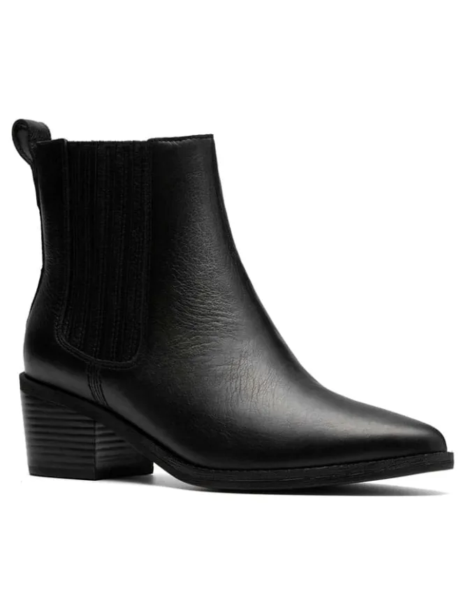 Clarks Stiefeletten^Leder-Stiefeletten in Schwarz