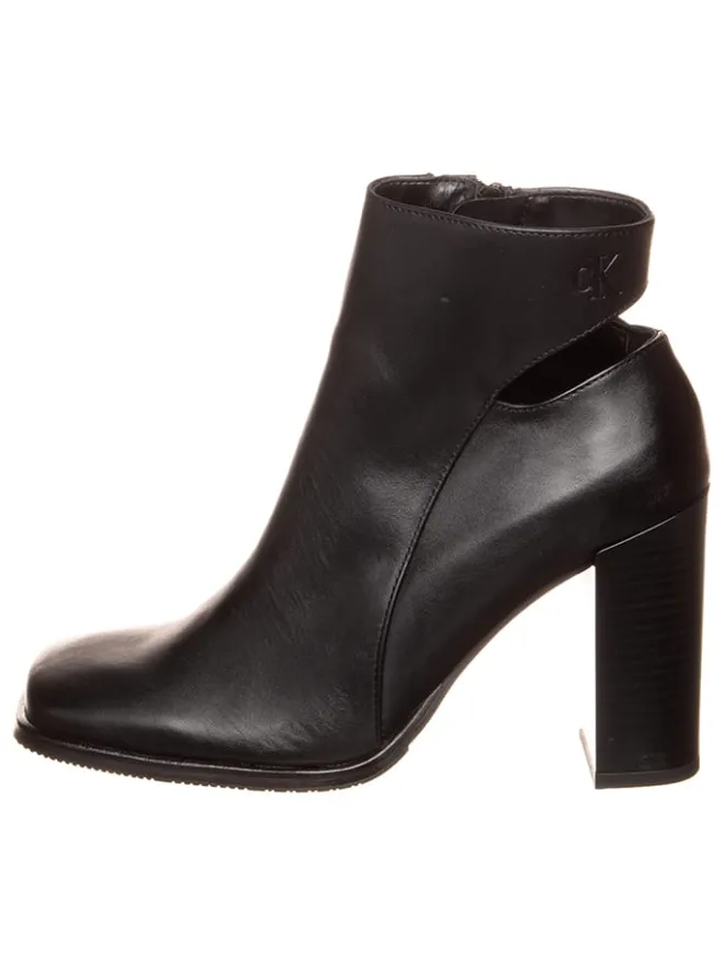 Leder-Stiefeletten in Schwarz>Calvin Klein Outlet
