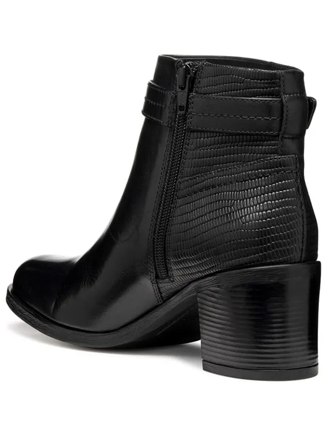Geox Stiefeletten^Leder-Stiefeletten "New Asheel" in Schwarz